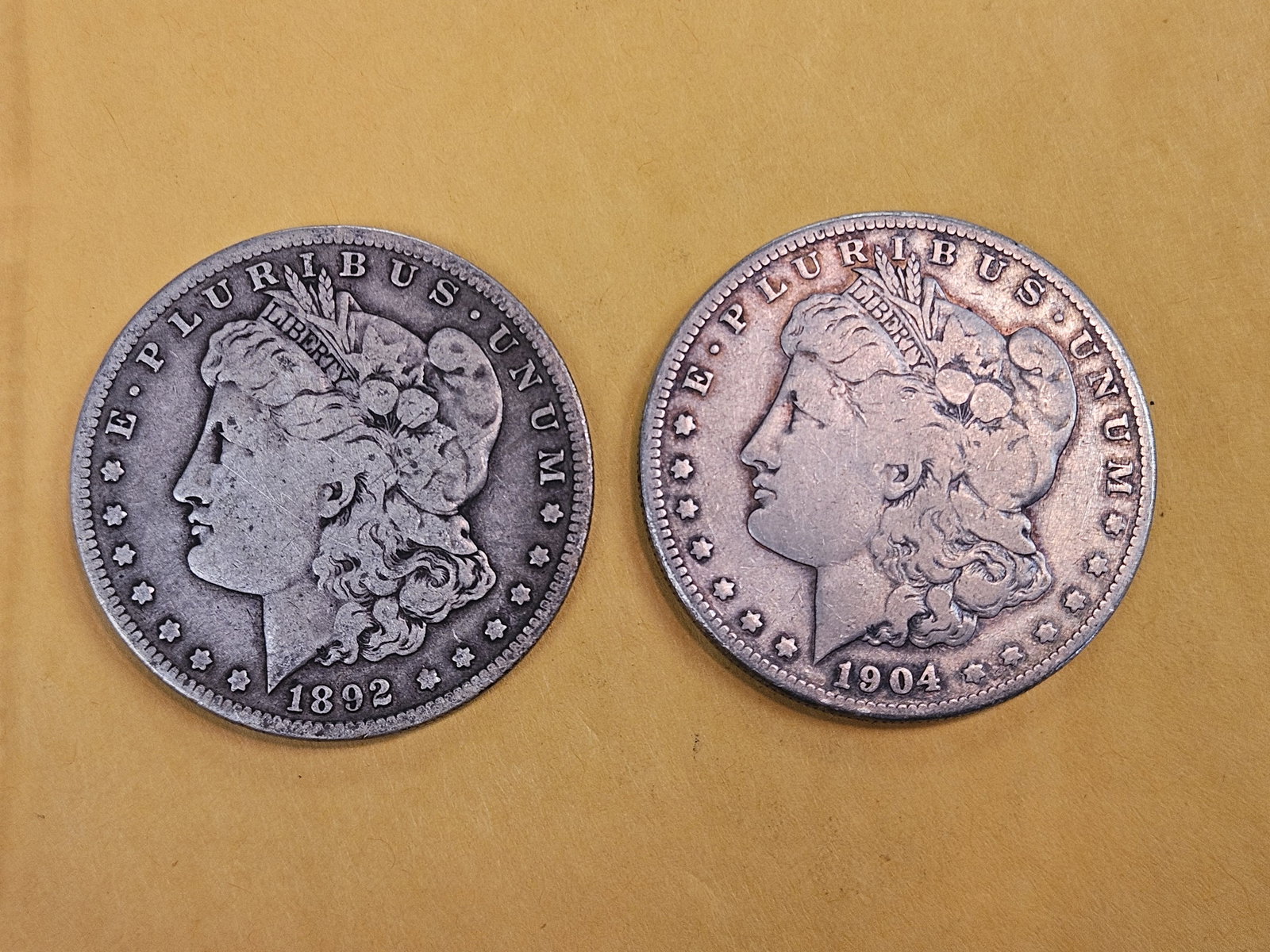 Two better date San Francisco-Minted Morgan Silver Dollars: 1892-S and 1904-S