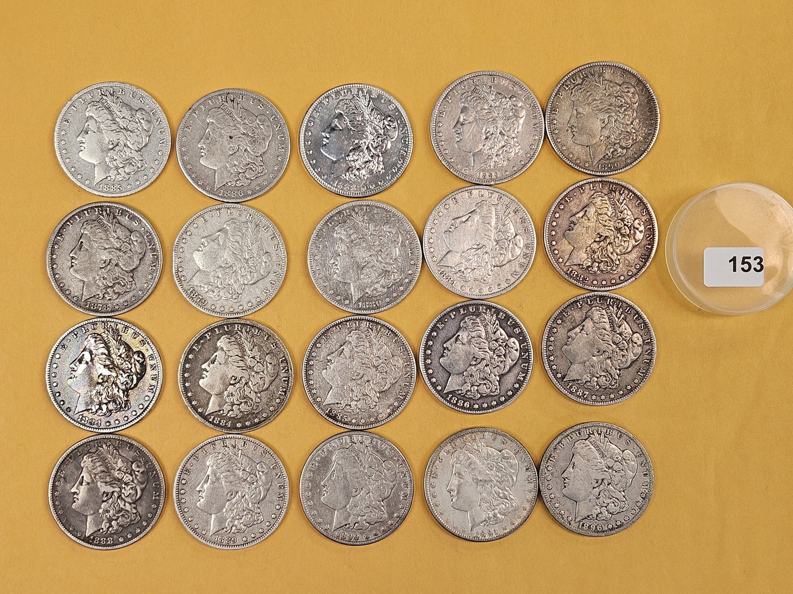 ** FULL ROLL ** Twenty Morgan Silver Dollars: All Pre-1904. Grades from Very Good through Brilliant About Uncirculated - details