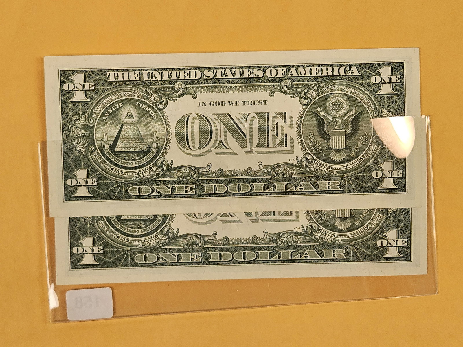 Two Consecutive, Crisp Uncirculated One Dollar Silver Certificates - 2