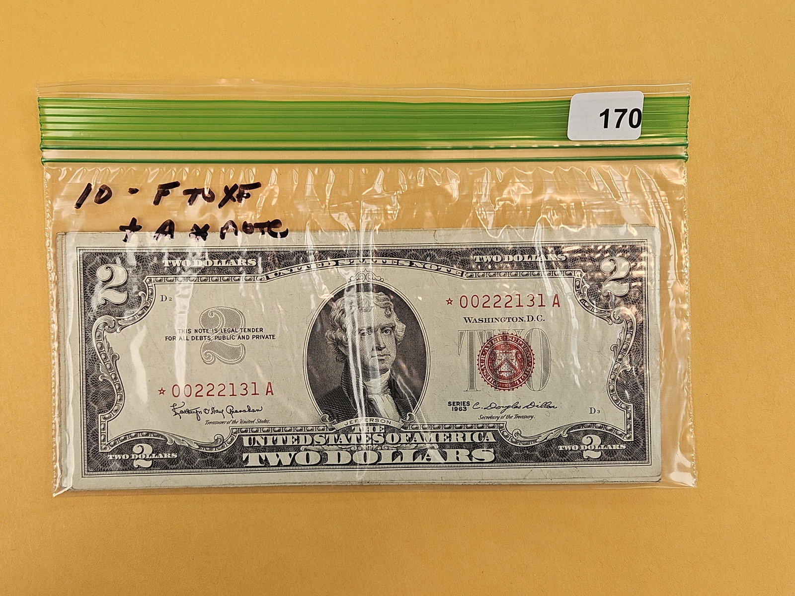Ten $2 Red Seal US Notes: All in Fine to Extra Fine