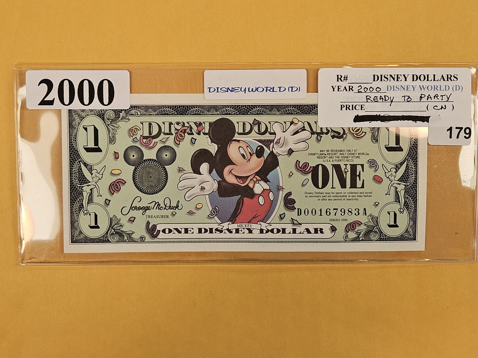 DISNEY DOLLAR! Crisp Uncirculated 2000-D One Dollar: Happy New Year