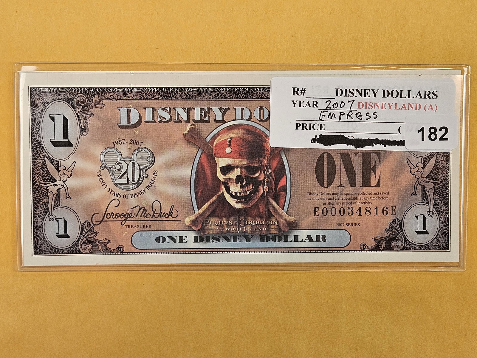 DISNEY DOLLAR! Crisp Uncirculated 2007-A One Dollar: Empress