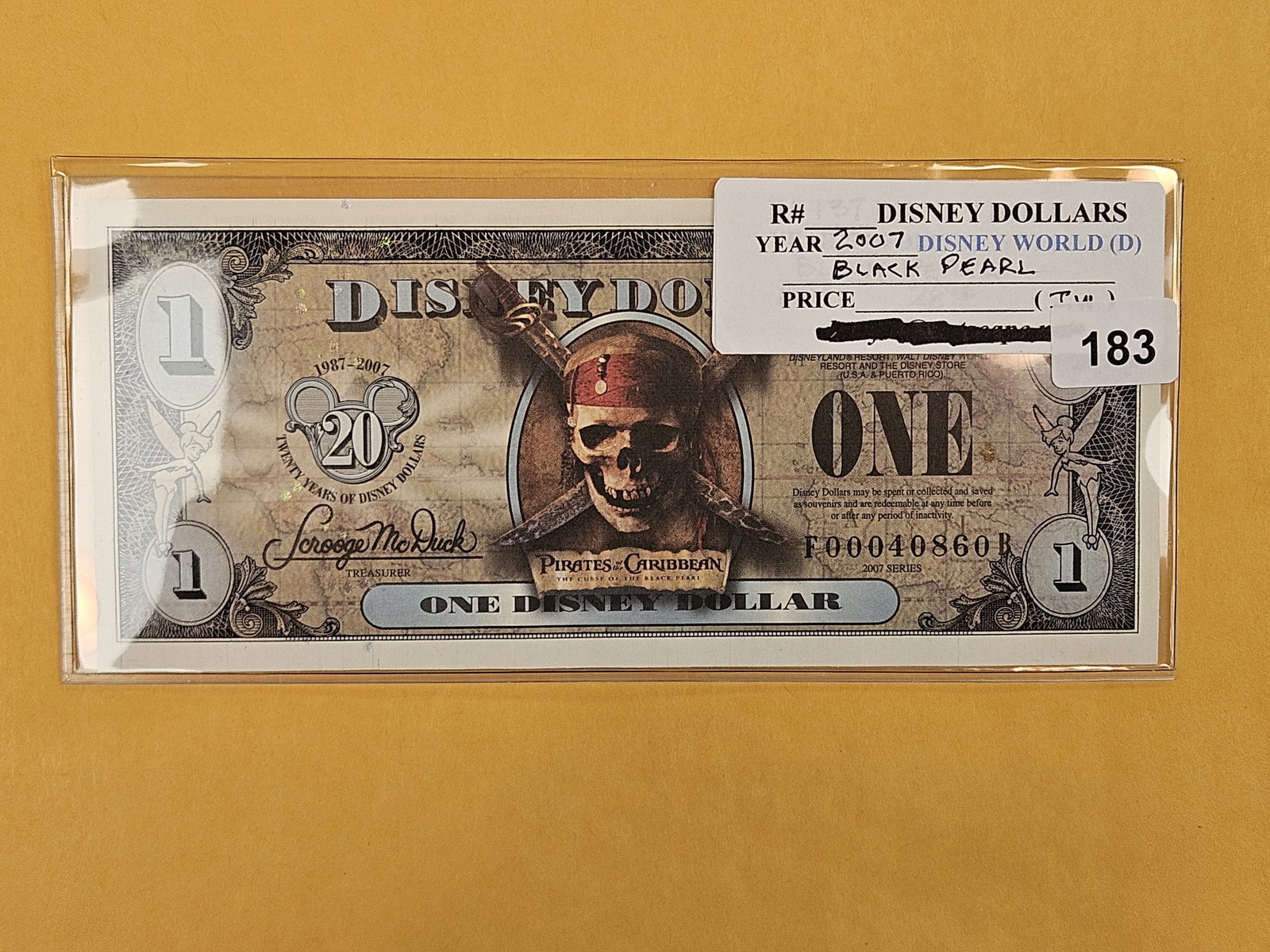 DISNEY DOLLAR! Crisp Uncirculated 2007-D One Dollar: Black Pearl