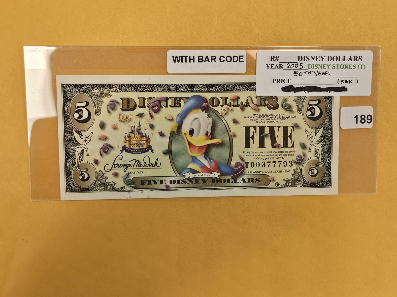 DISNEY DOLLAR! Crisp Uncirculated 2005-T FIVE Dollar (1 of 2)