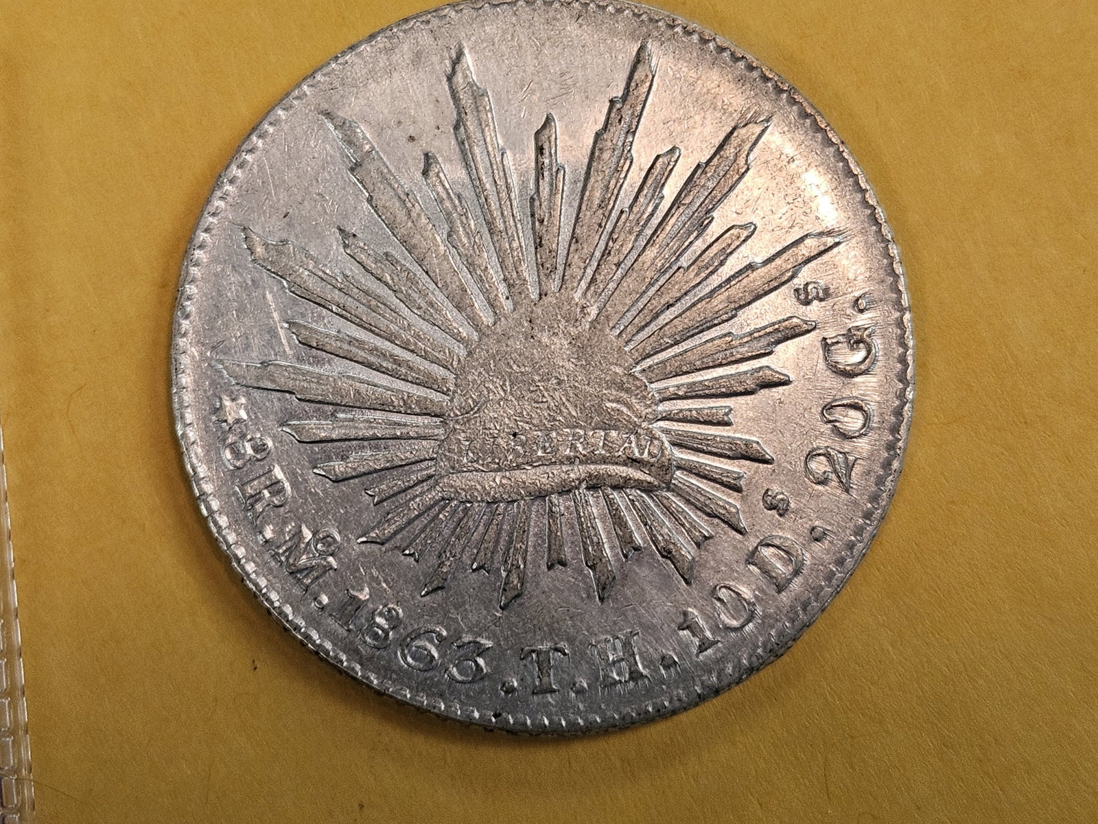 1863 TH Mexico silver 8 reals in Extra Fine plus - 4