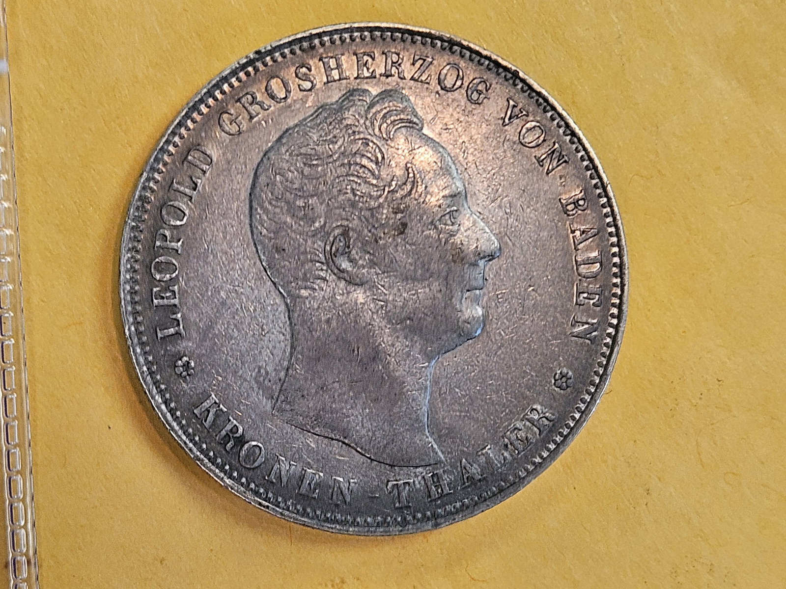 1836 German States Baden silver Kronenthaler in Extra Fine - 5
