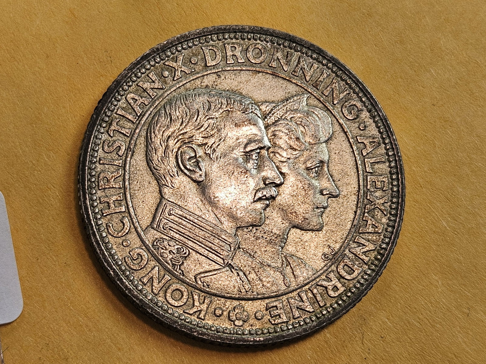1923 Denmark silver 2 kroner in About Uncirculated: KM 821. Commemorative