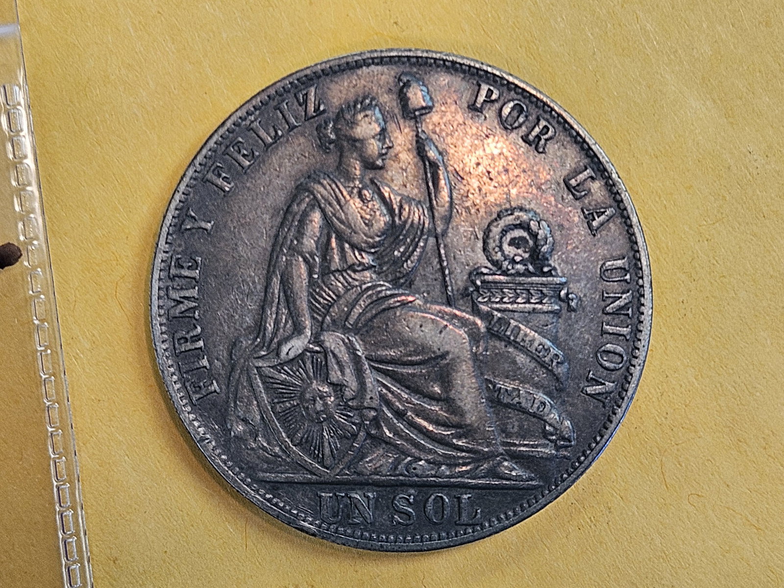 1889 Peru silver 1 sol in Extra Fine - 4