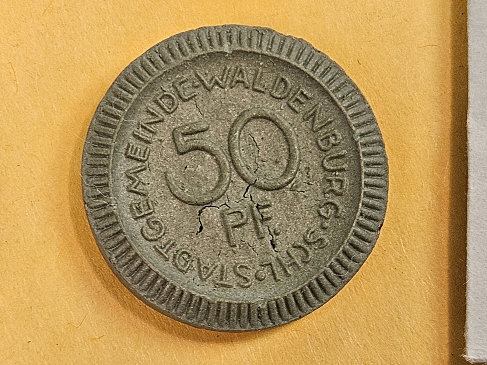 1921 Waldernburg Germany Porcelain Notgeld (1 of 5)