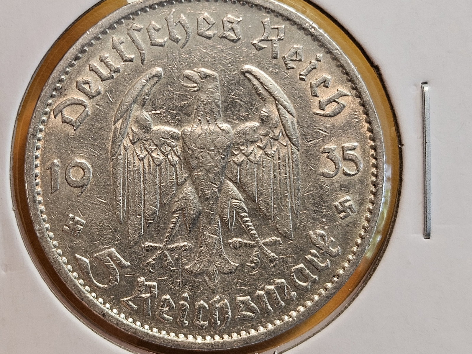Choice Brilliant AU-BU 1935 German silver 5 reichsmark - 3