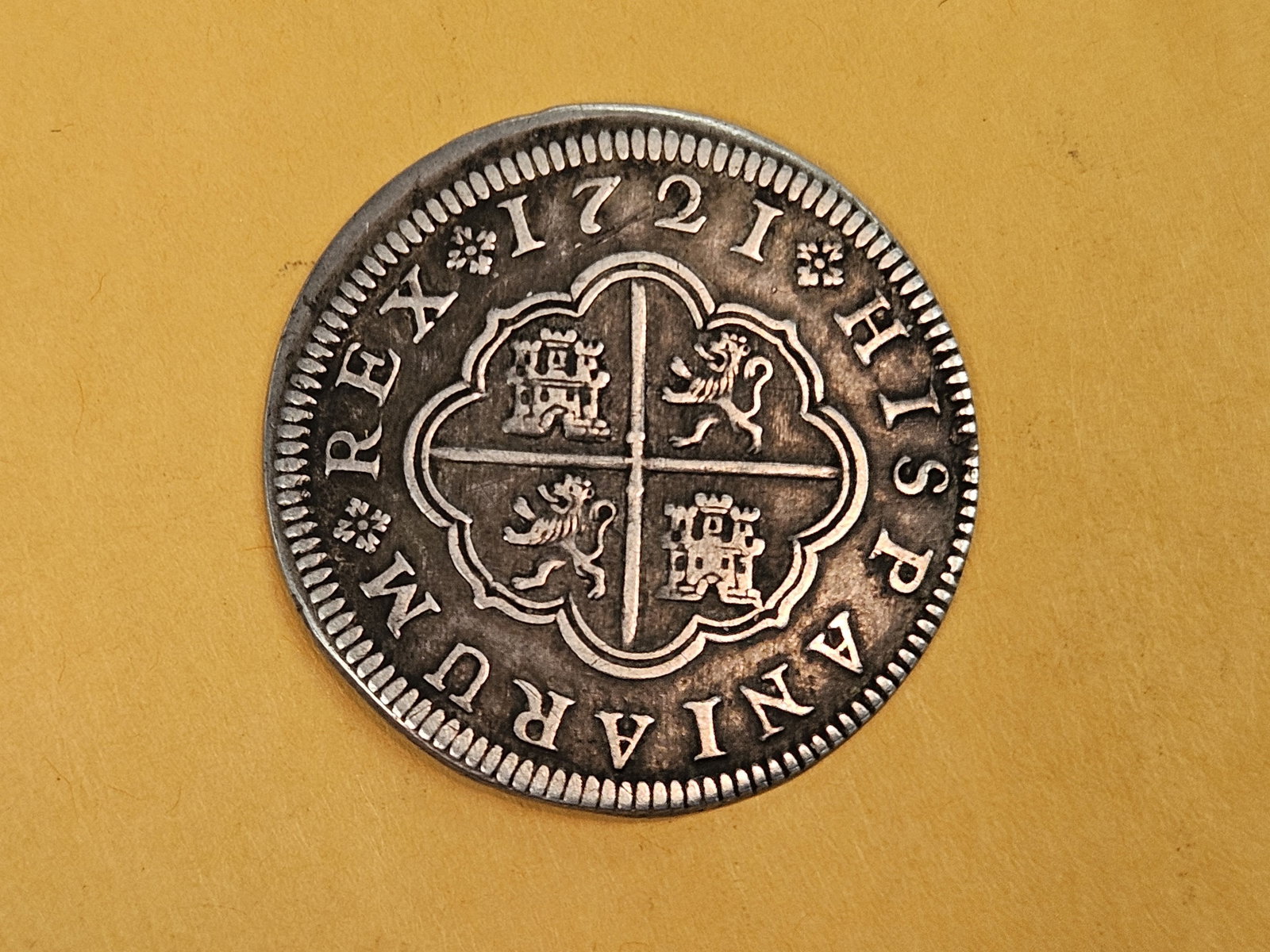 * Scarcer 1721 Spanish 2 reales: Looks in About Uncirculated