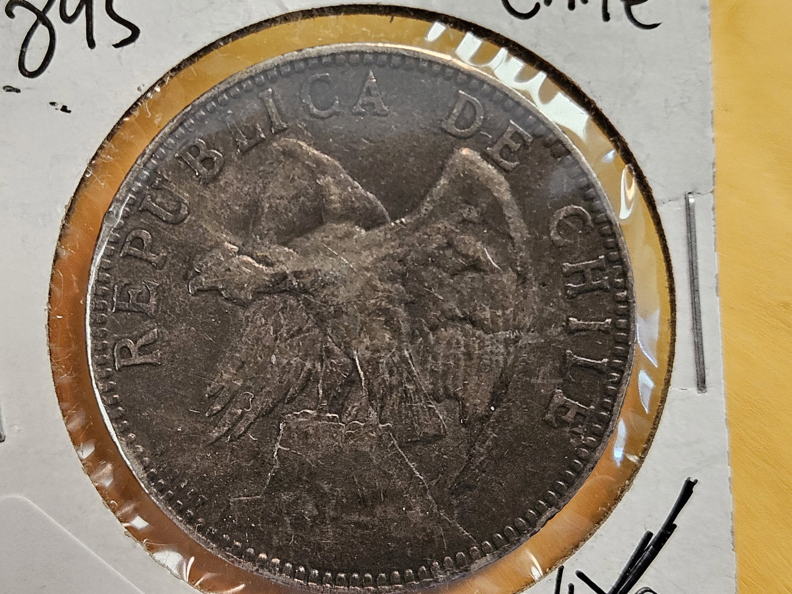 1895 Chile silver un peso: Toned