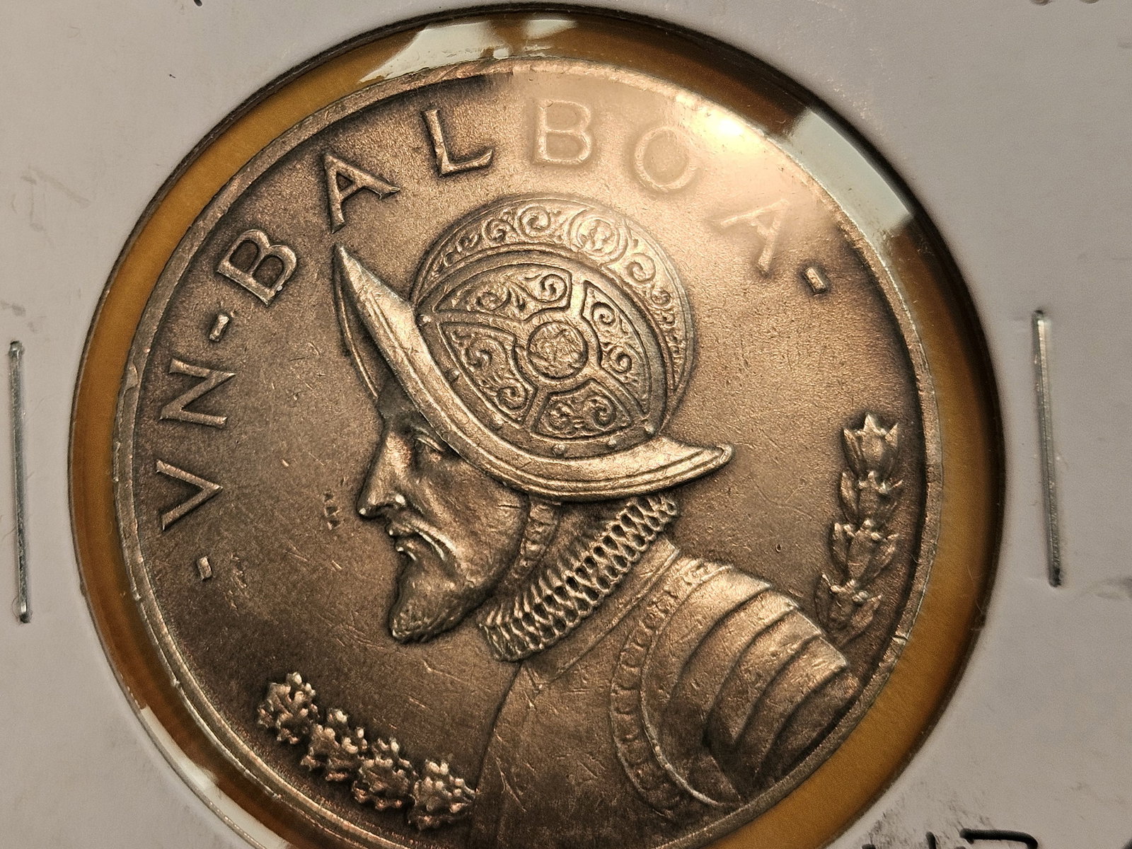 1947 Panama silver balboa in About Uncirculated plus: Looks kinda' antiqued