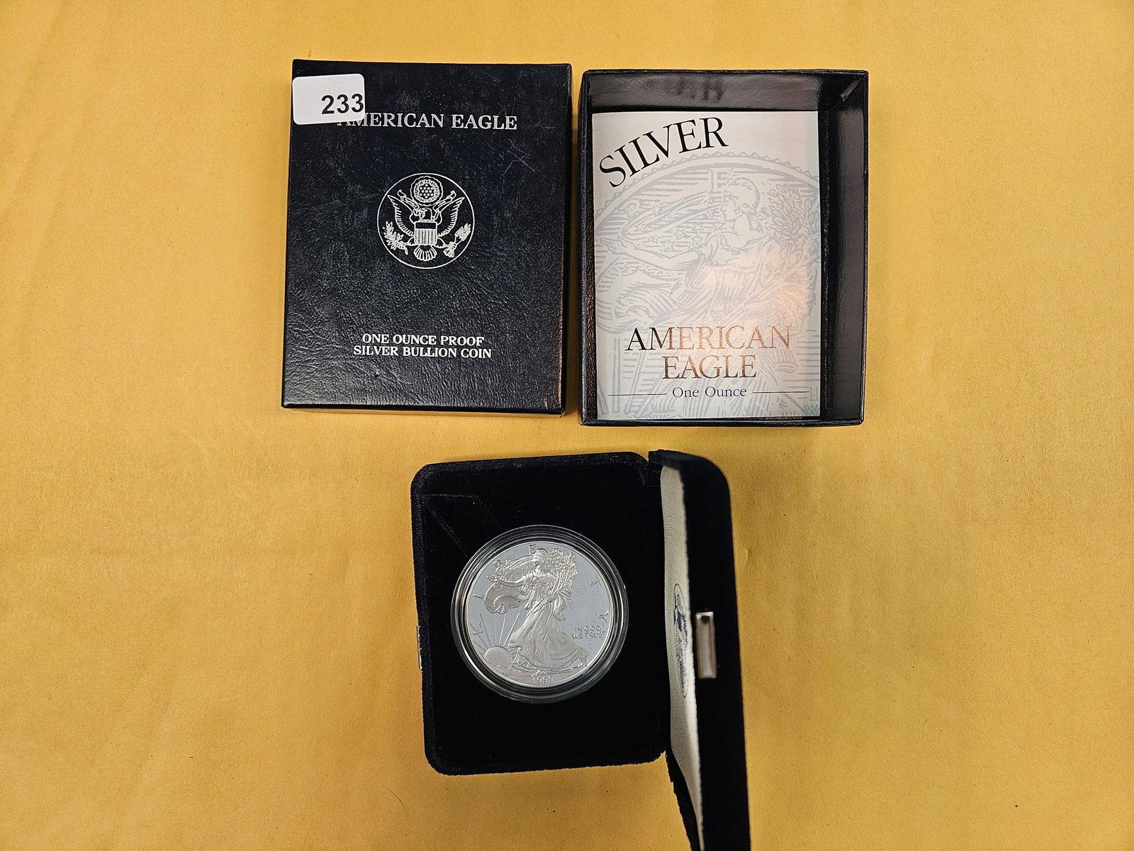GEM Proof Deep Cameo 1999 American Silver Eagle: In original government packaging with certificate of authenticity