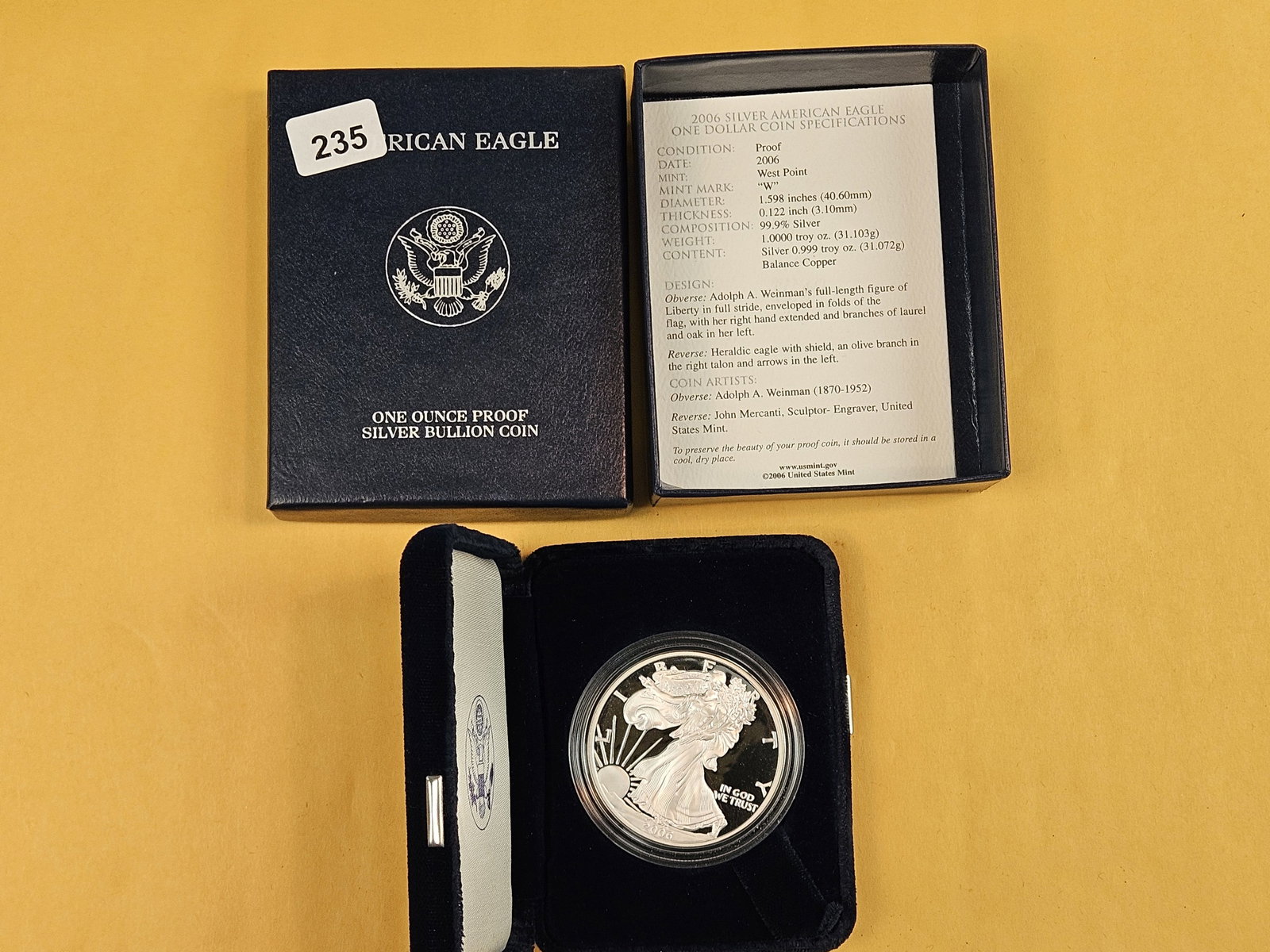 GEM Proof Deep Cameo 2006 American Silver Eagle: In original government packaging with certificate of authenticity