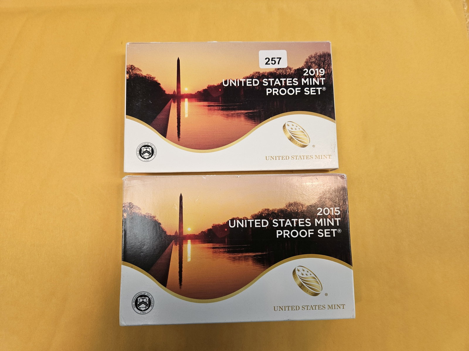 2019 and 2015 US Proof Sets: Both in Original Government packaging with certificate of authenticity