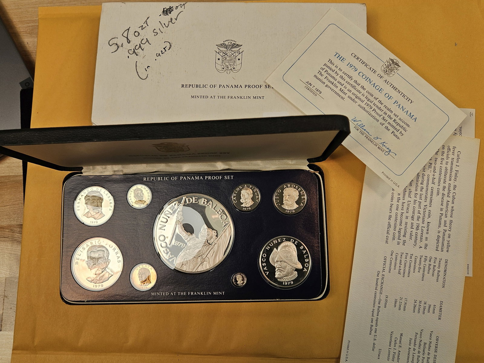 Scarce 1979 Panama 9-Coin SILVER Proof Set - 2