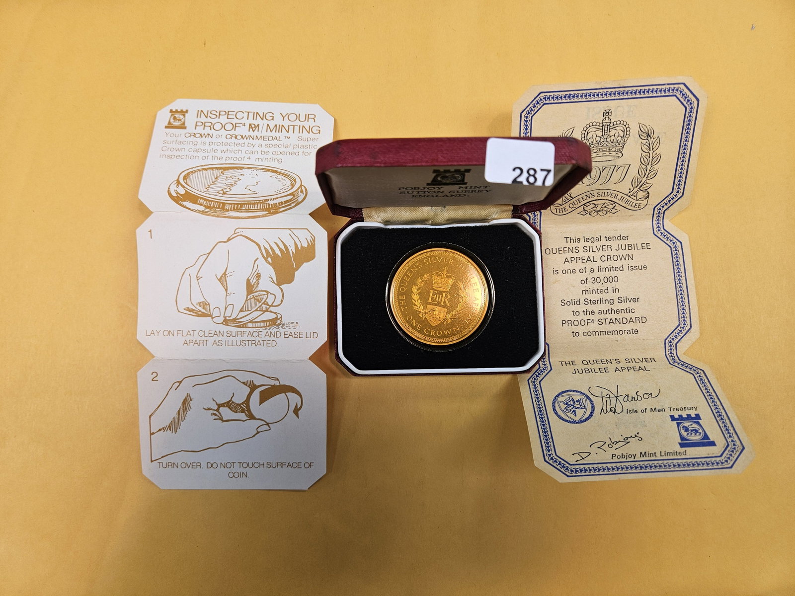 GEM 1977 Proof Deep Cameo Silver Crown: Queens Silver Jubilee Appeal Crown in Sterling Silver. In OGP with COA