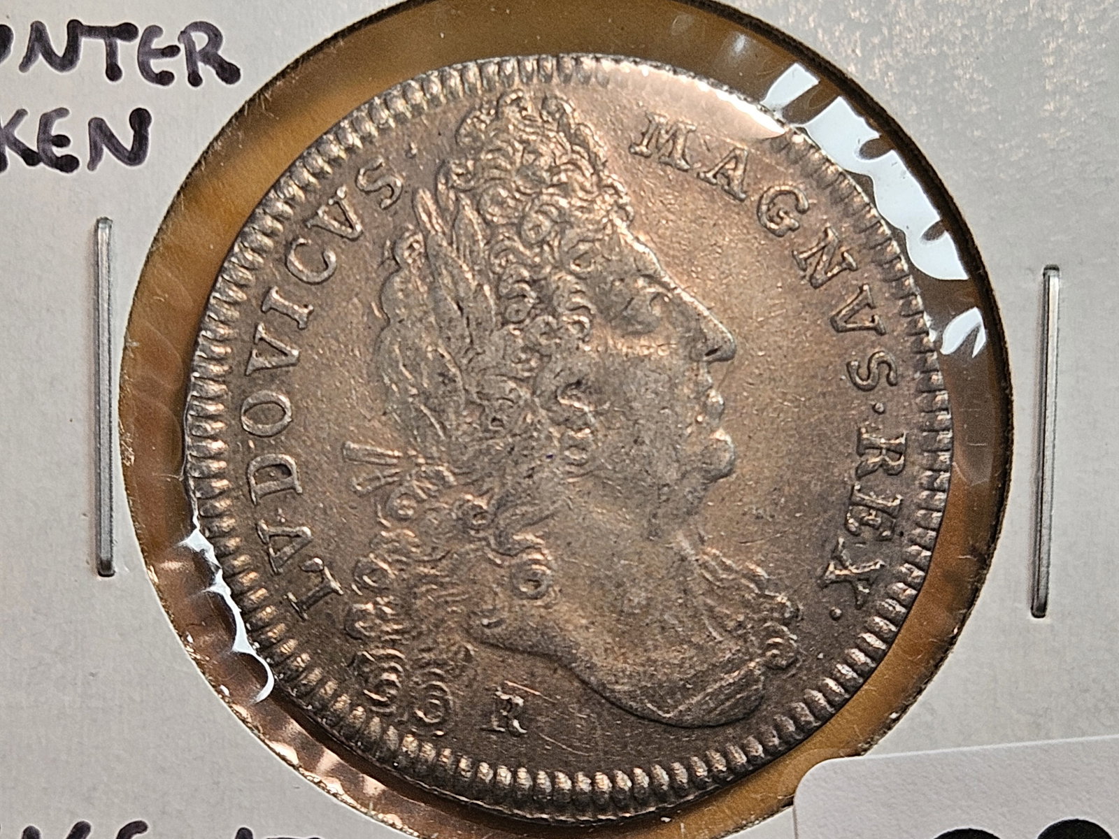 Scarce SILVER 1698 German States Counter Token in About Uncirculated!: Peace at the Royal Palace