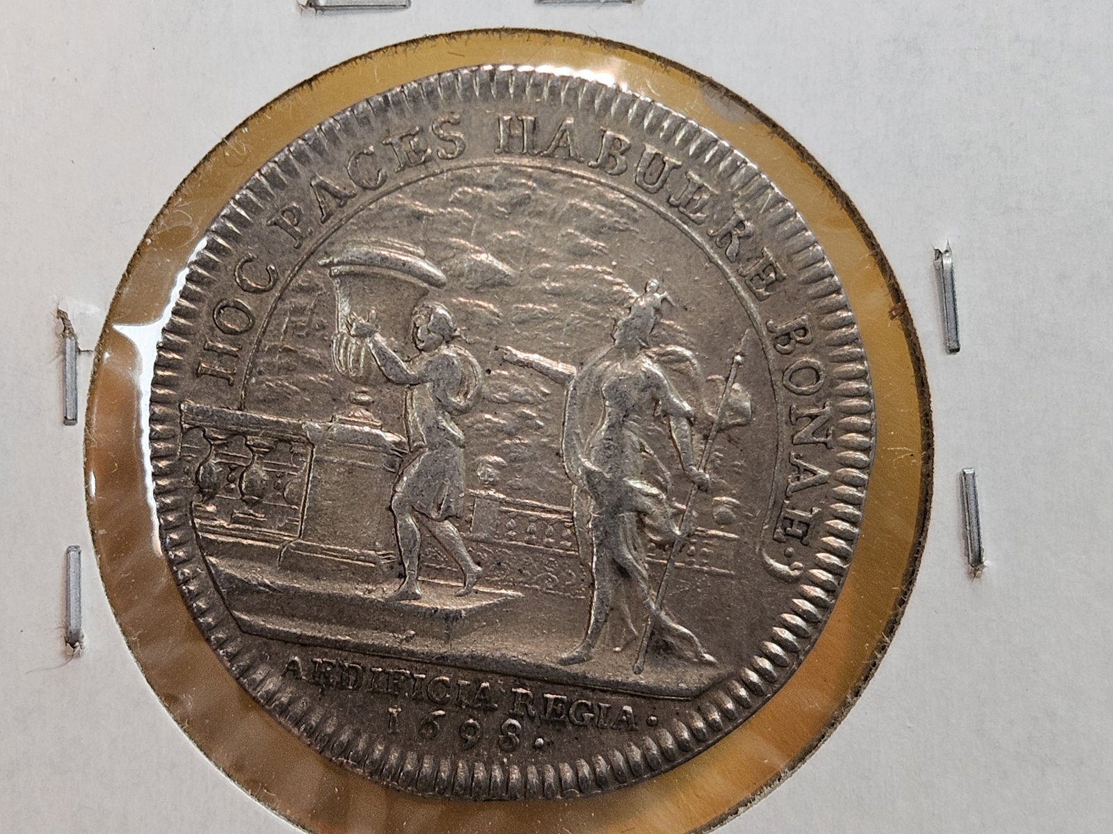 Scarce SILVER 1698 German States Counter Token in About Uncirculated! - 5