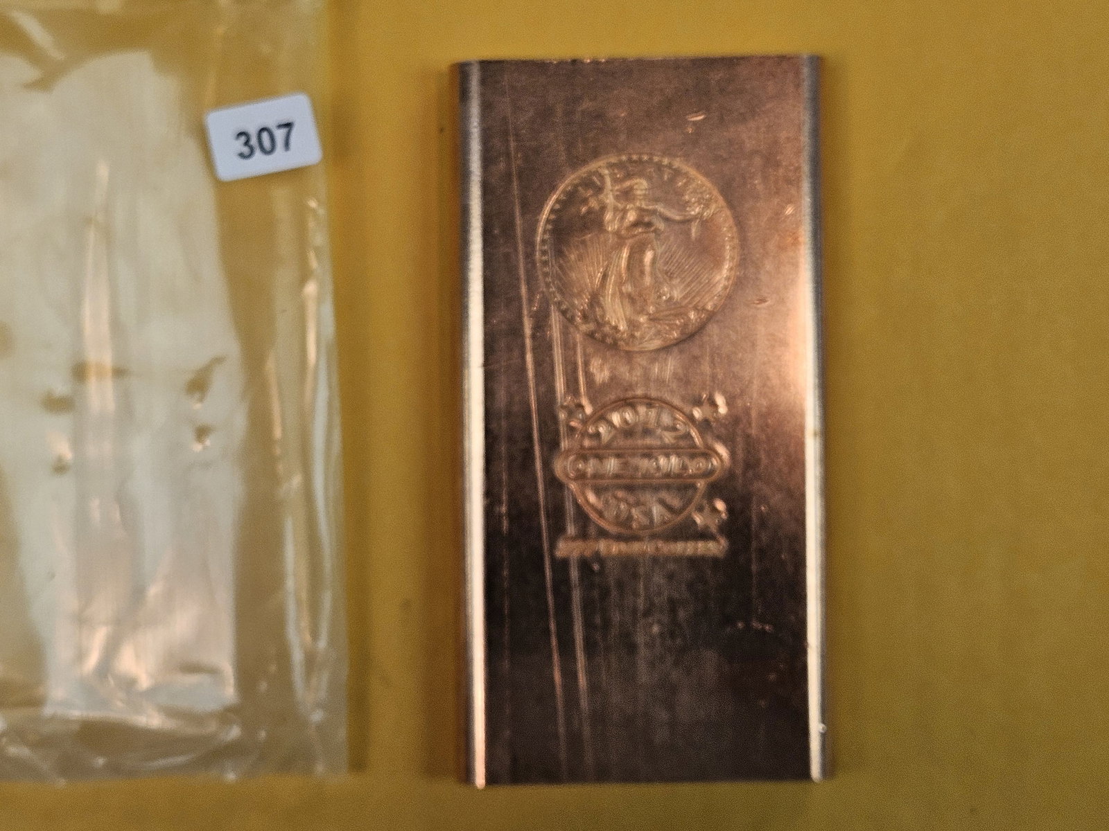 ONE KILO .999 fine copper art bar: Gaudens motif