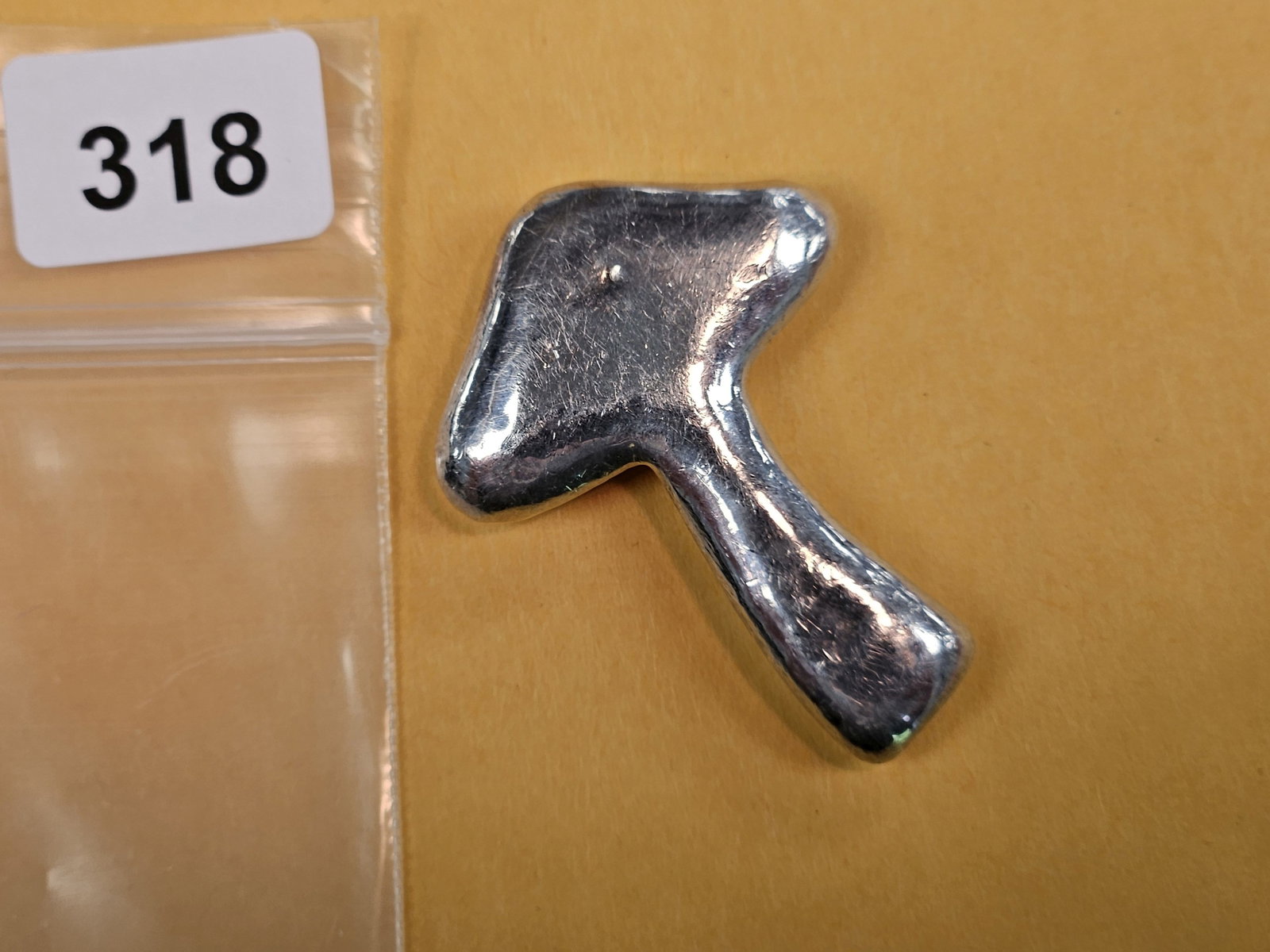 One Troy Ounce .999 fine silver art piece: Shaped like a mushroom