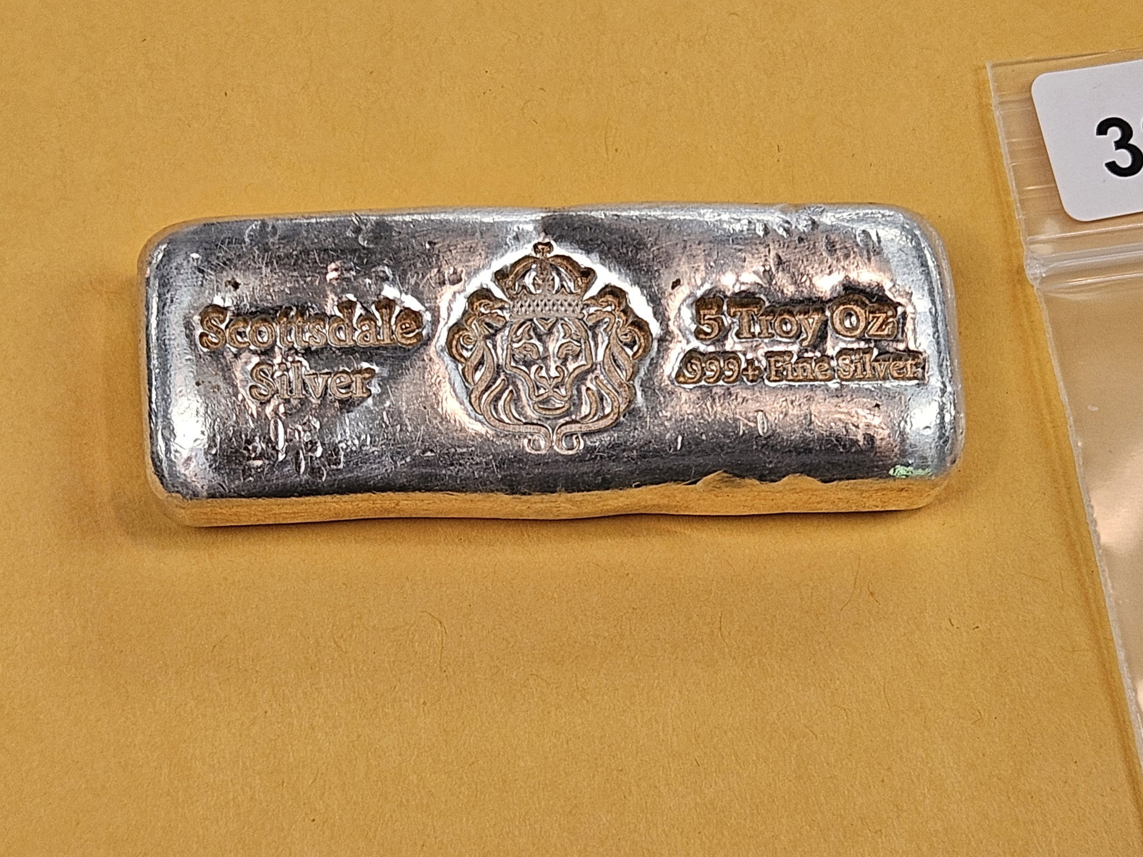 FIVE Troy ounce Poured .999 fine silver bar - 2