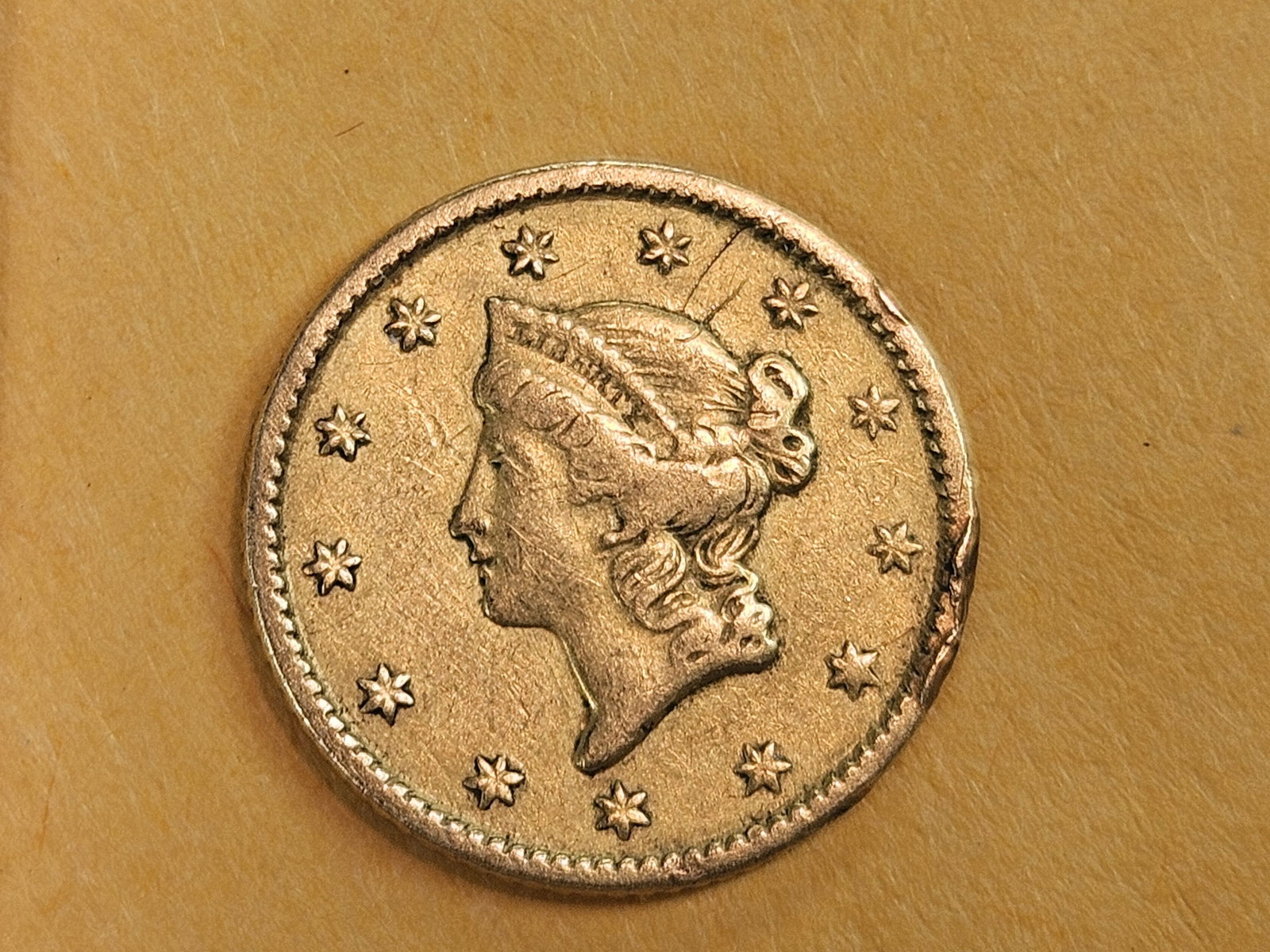 GOLD! 1851 Gold Dollar: Circulated