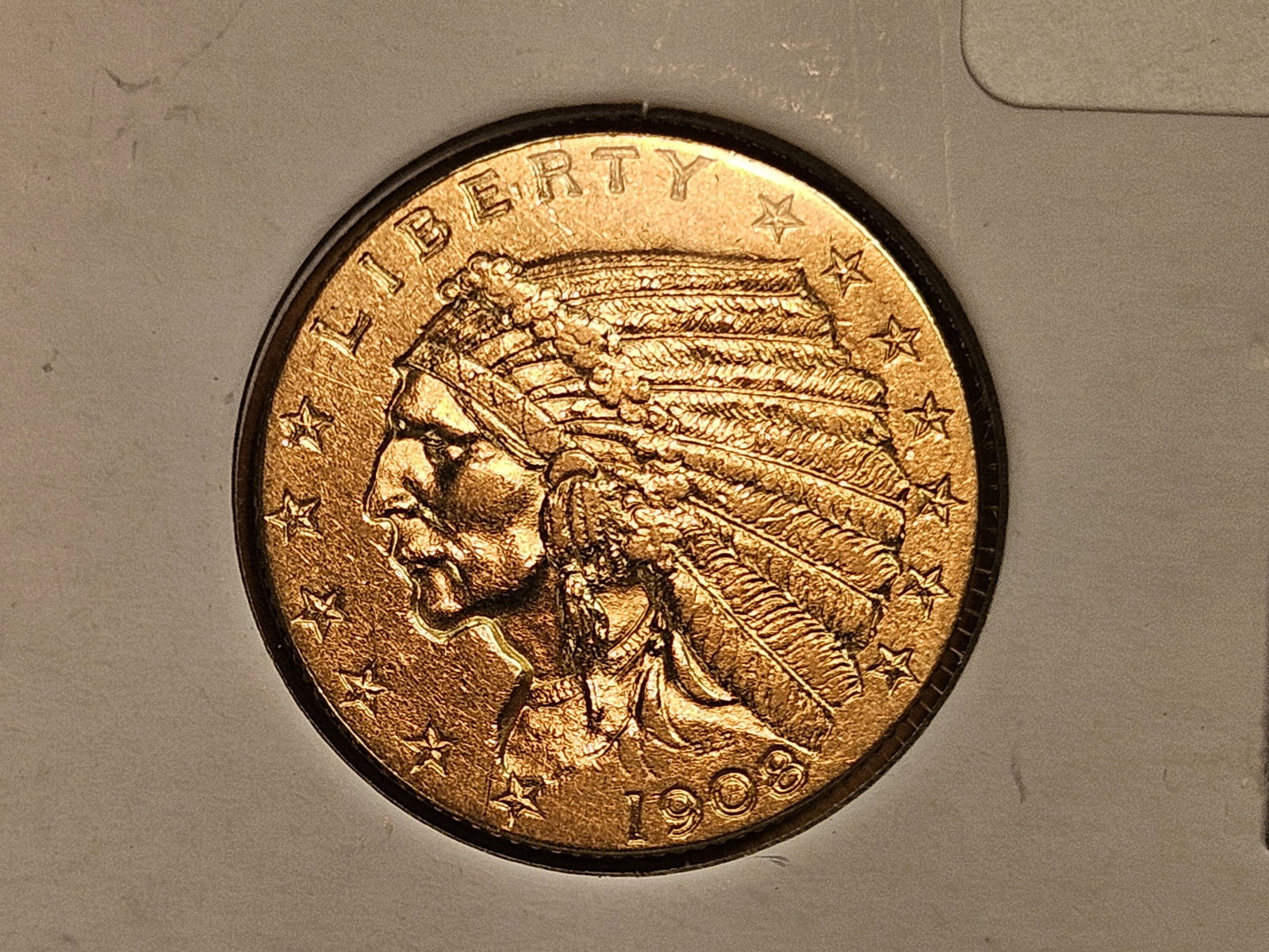 GOLD! Brilliant About Uncirculated plus 1908 Liberty Head Gold $2.5 Dollars (1 of 4)