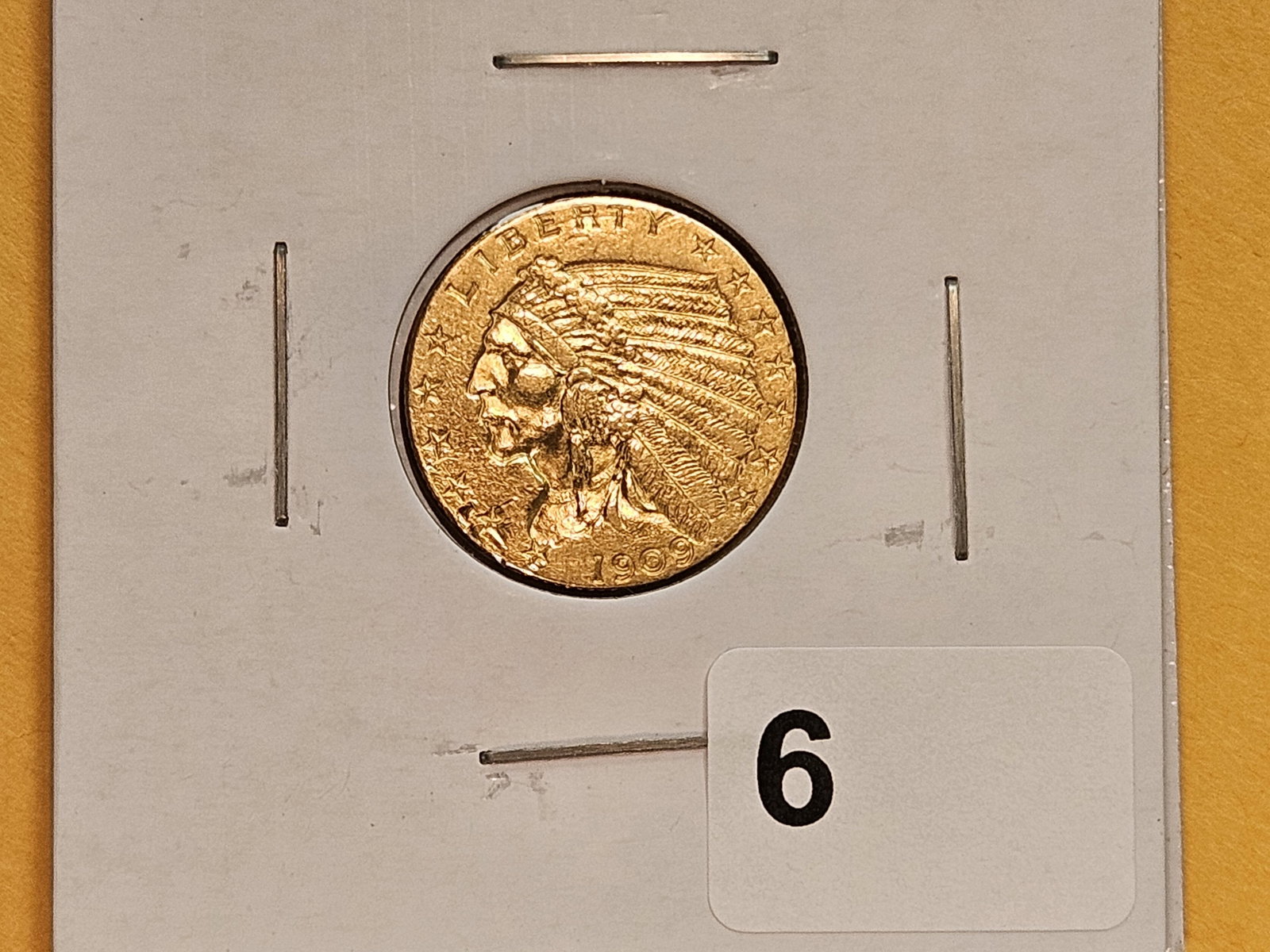 GOLD! Brilliant About Uncirculated plus 1909 Liberty Head Gold $2.5 Dollars - 2