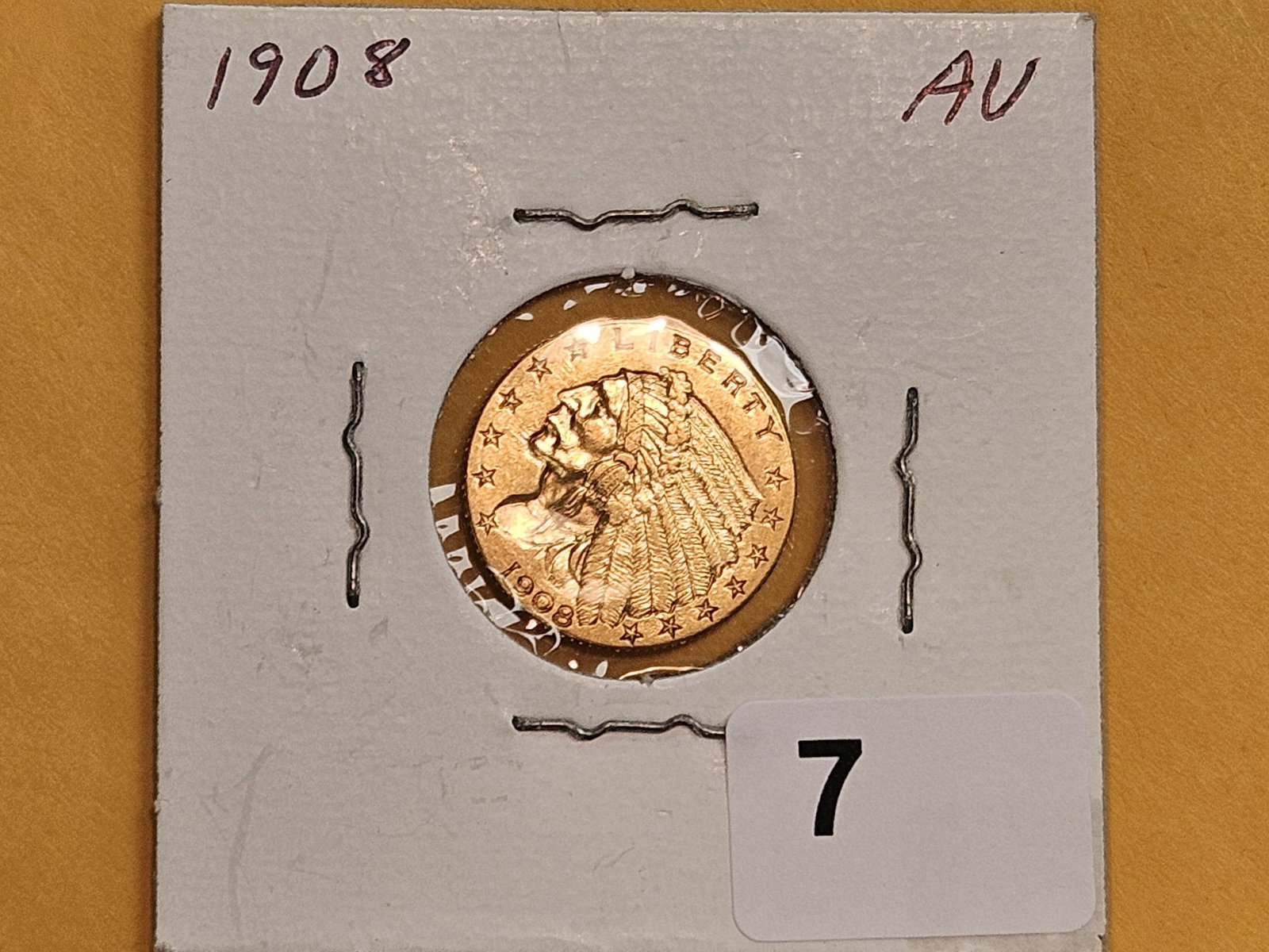 GOLD! Brilliant 1908 Gold Liberty Head $2.5 Dollar Quarter Eagle - 2