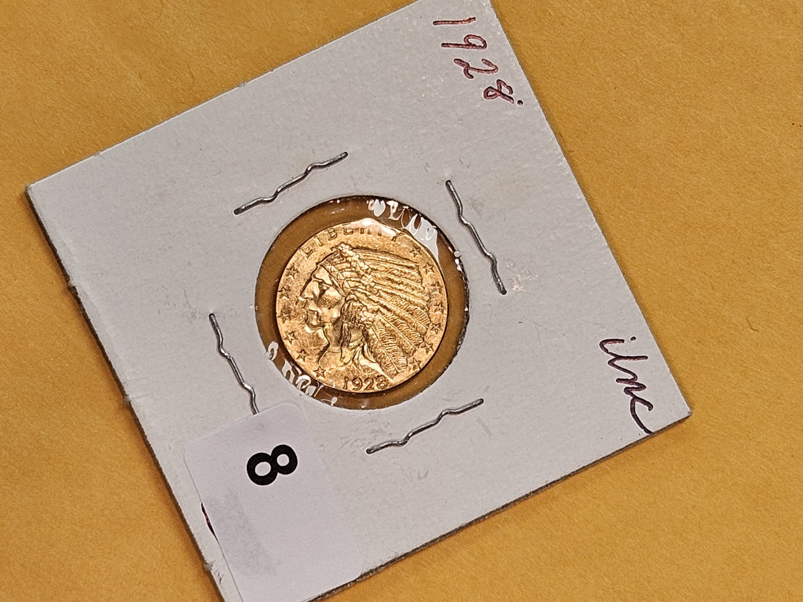 GOLD! Brilliant About Uncirculated plus 1928 Indian Head Gold $2.5 Dollars - 2