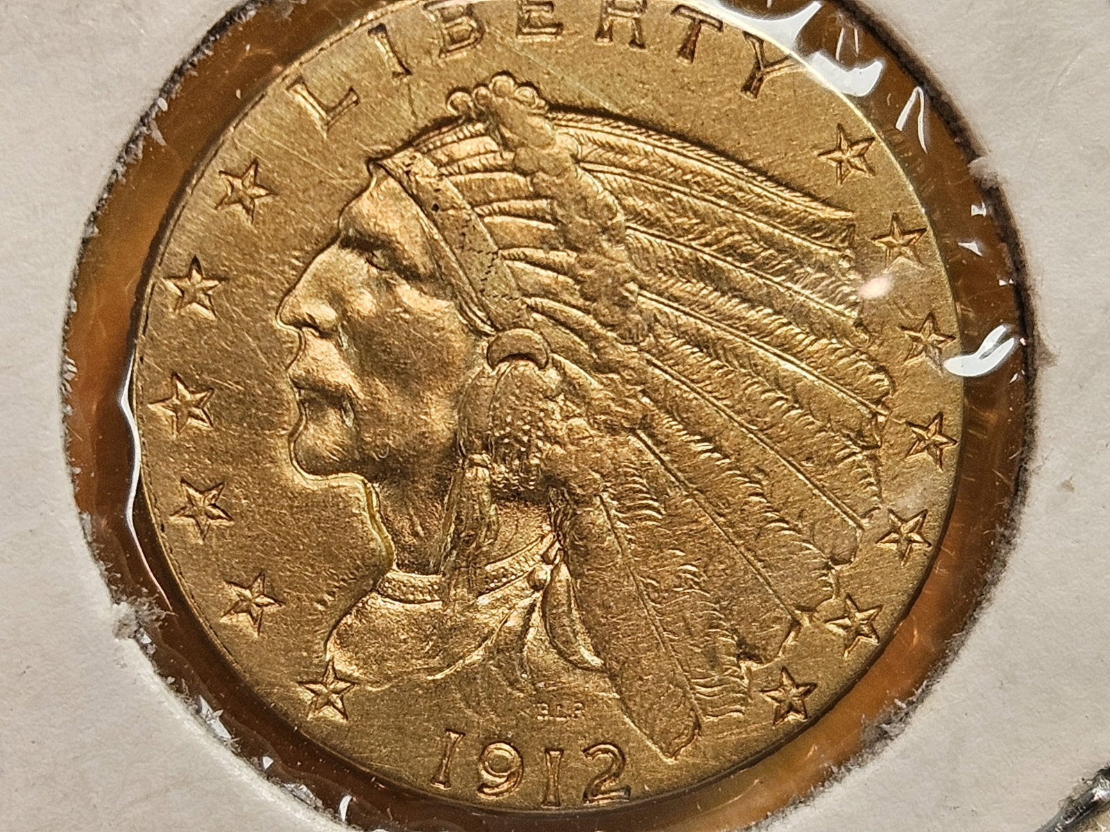 GOLD! Brilliant 1912 Gold Liberty Head $2.5 Dollar Quarter Eagle: Lightly circulated