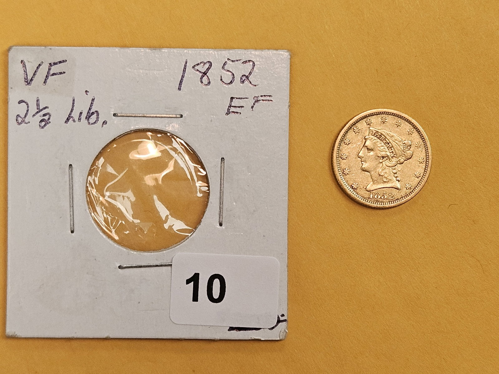 GOLD! Brilliant 1852 Liberty Head Gold $2.5 Dollars - 2