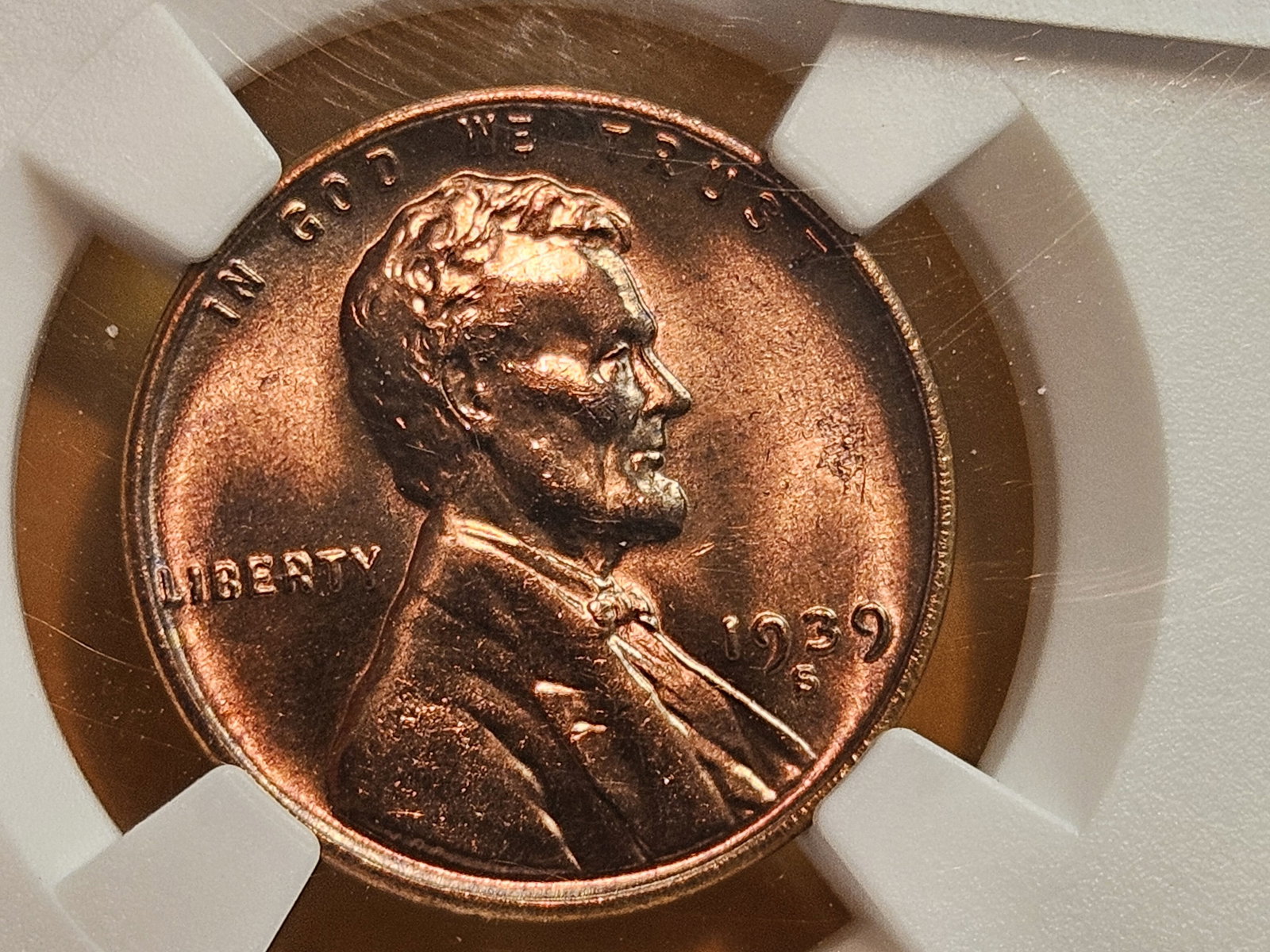 GEM! NGC 1939-S Wheat Cent in Mint State 65 RED - 3