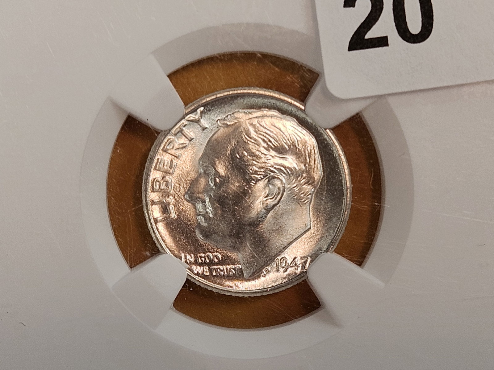 GEM! NGC 1947-D Silver Roosevelt Dime in Mint State 66: Excellent luster