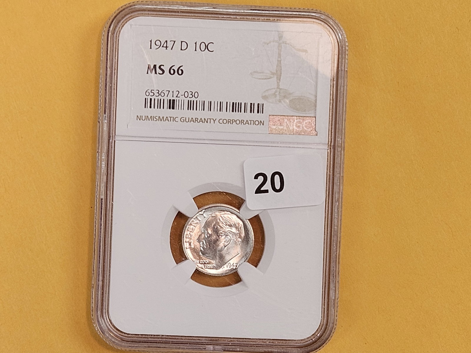 GEM! NGC 1947-D Silver Roosevelt Dime in Mint State 66 - 2
