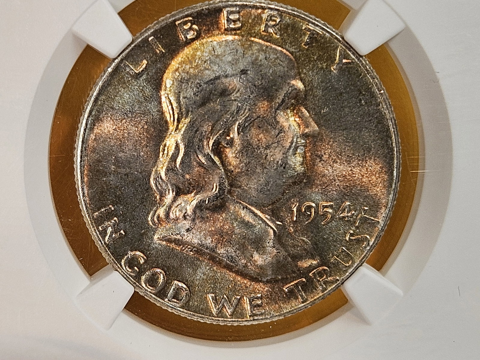 NGC 1954 Franklin silver Half Dollar in Mint State 64 FBL - 5
