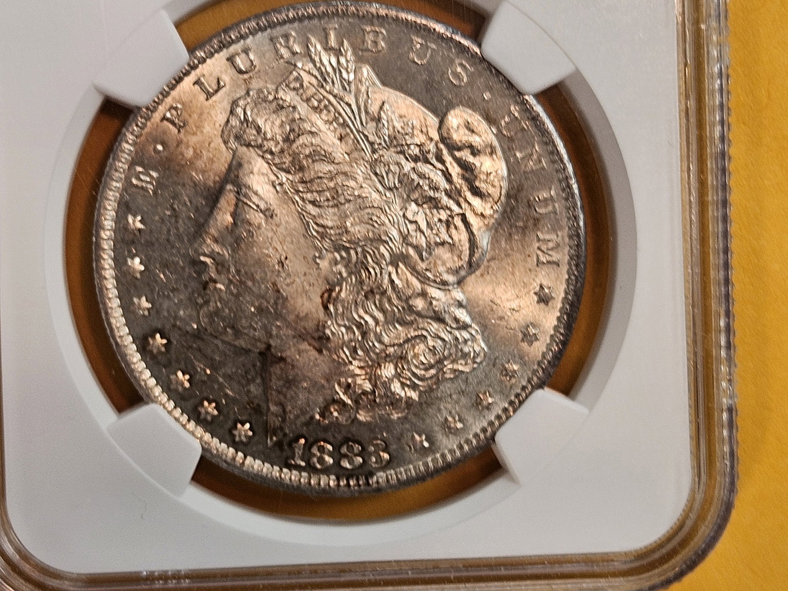 NGC 1883-O Morgan Dollar in Mint State 63: Near Prooflike fields!