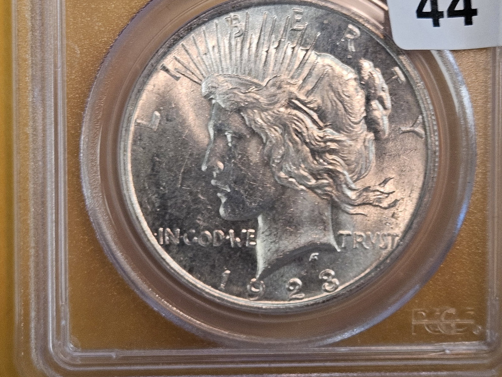 PCGS 1923 Peace Silver Dollar in Mint State 62: Looks a little better than a 62