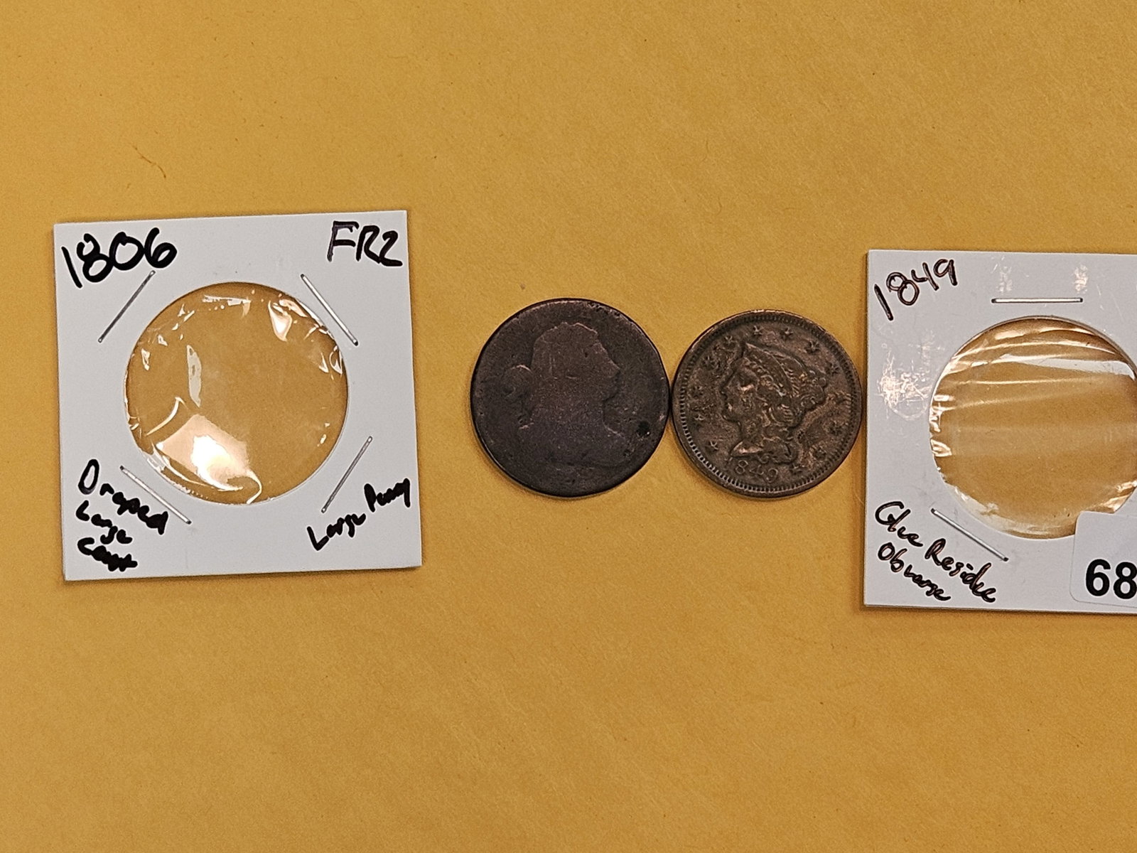 Draped Bust and Braided Hair Large Cents - 2
