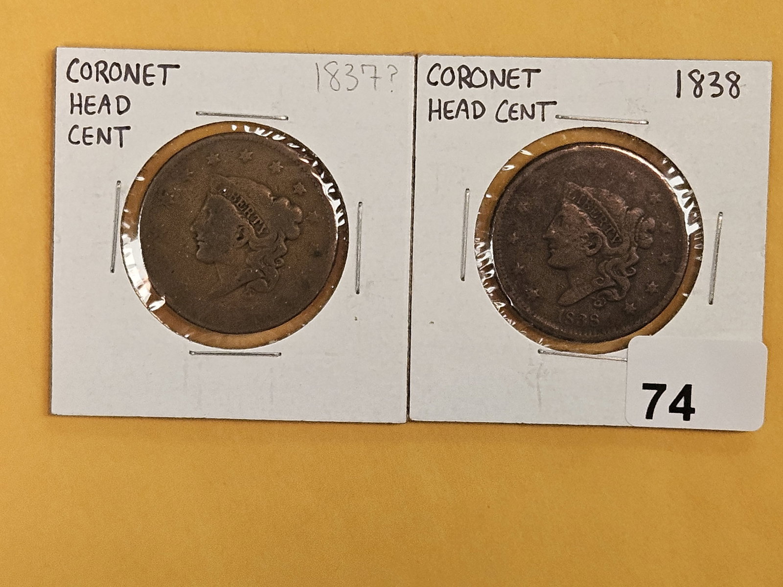 1837 and 1838 Coronet Head Large Cents: Circulated