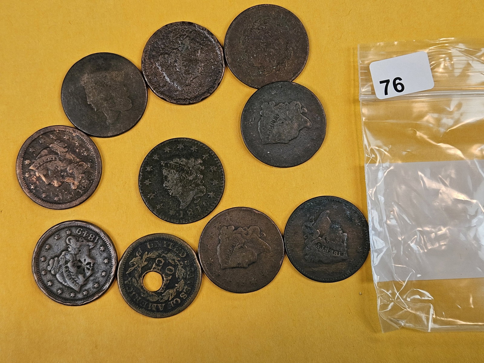 Ten mixed Large Cents: All well circulated or with issues