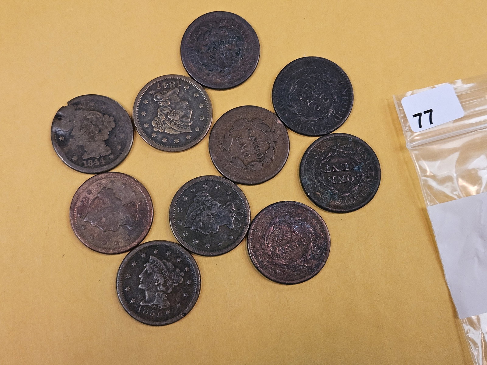 Draped Bust and Braided Hair Large Cents: All well circulated or with issues