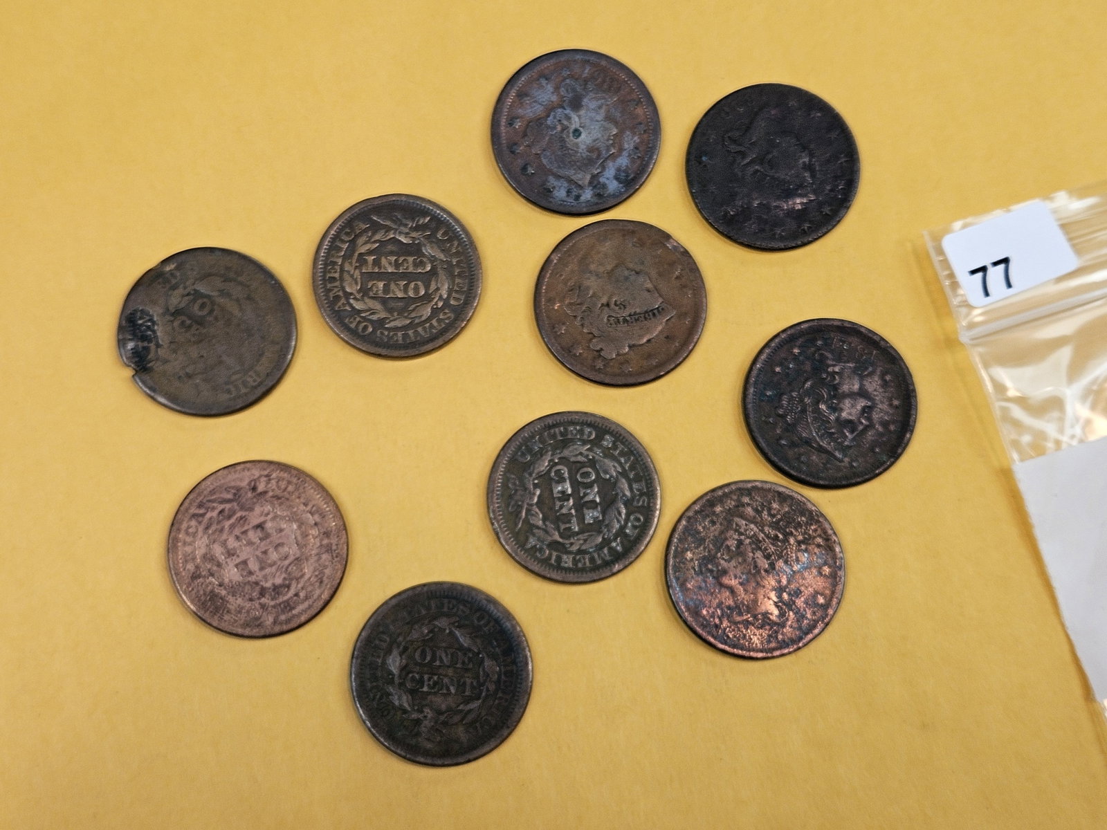 Draped Bust and Braided Hair Large Cents - 2