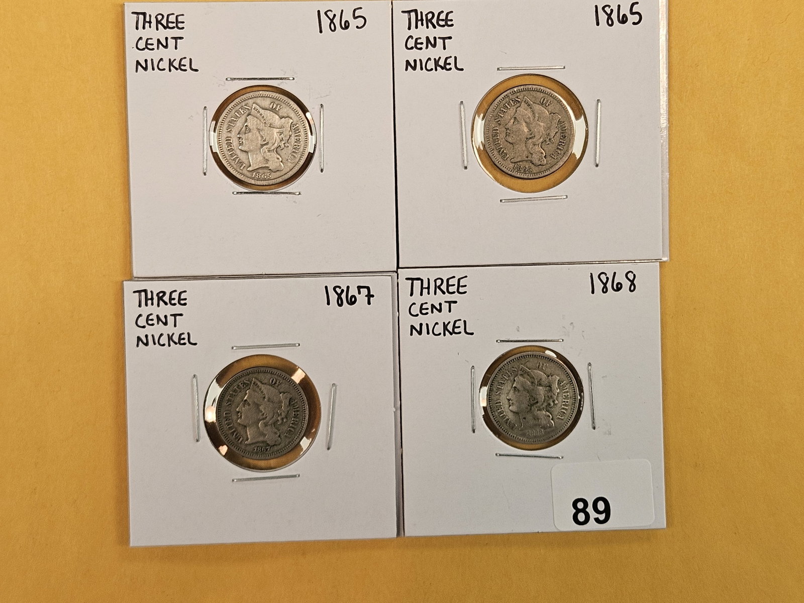 Four mixed Three Cent Nickels (1 of 4)