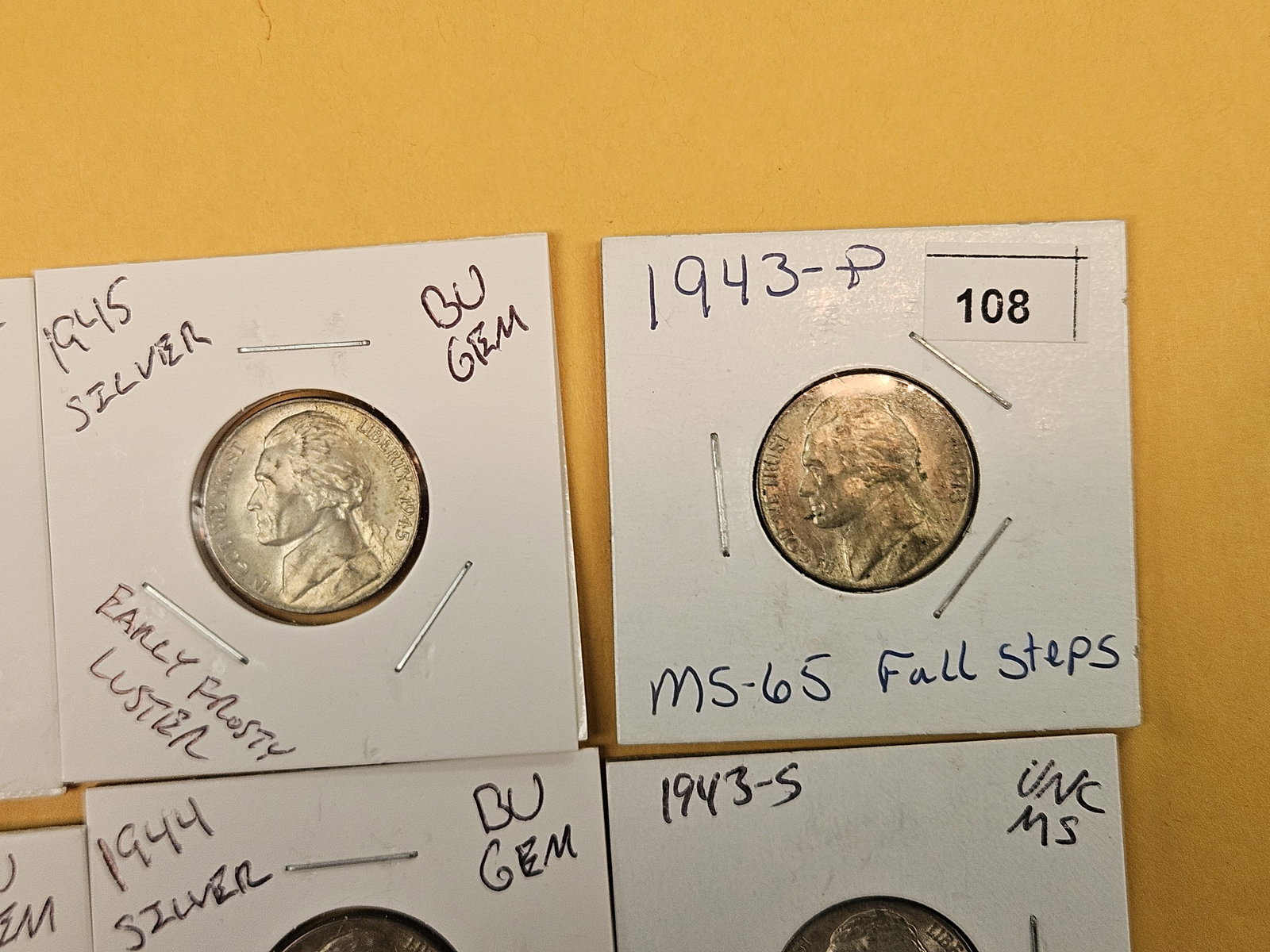 Eight mixed Silver Wartime Jefferson Nickels - 3