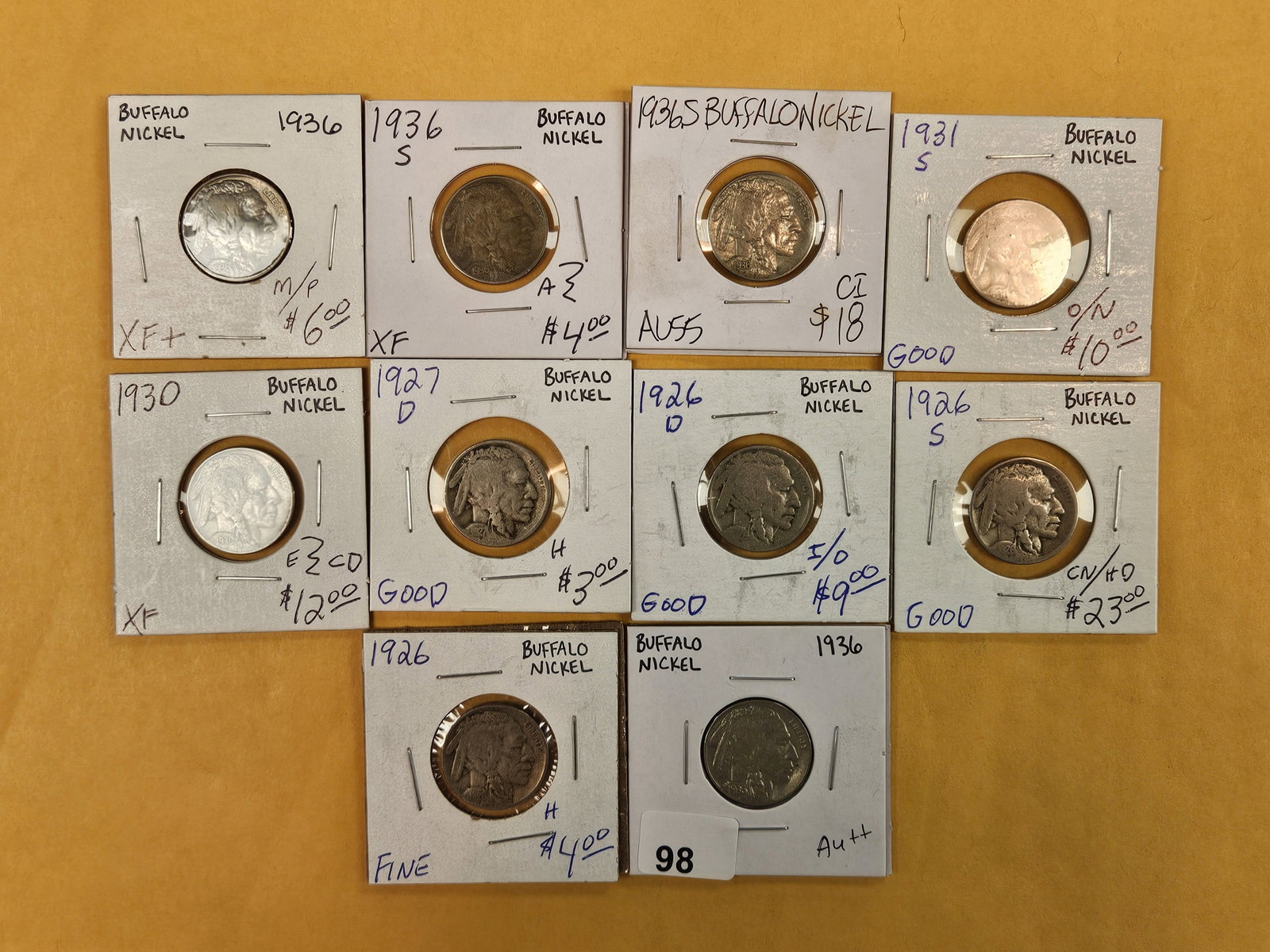 Ten mixed Buffalo Nickels (1 of 3)
