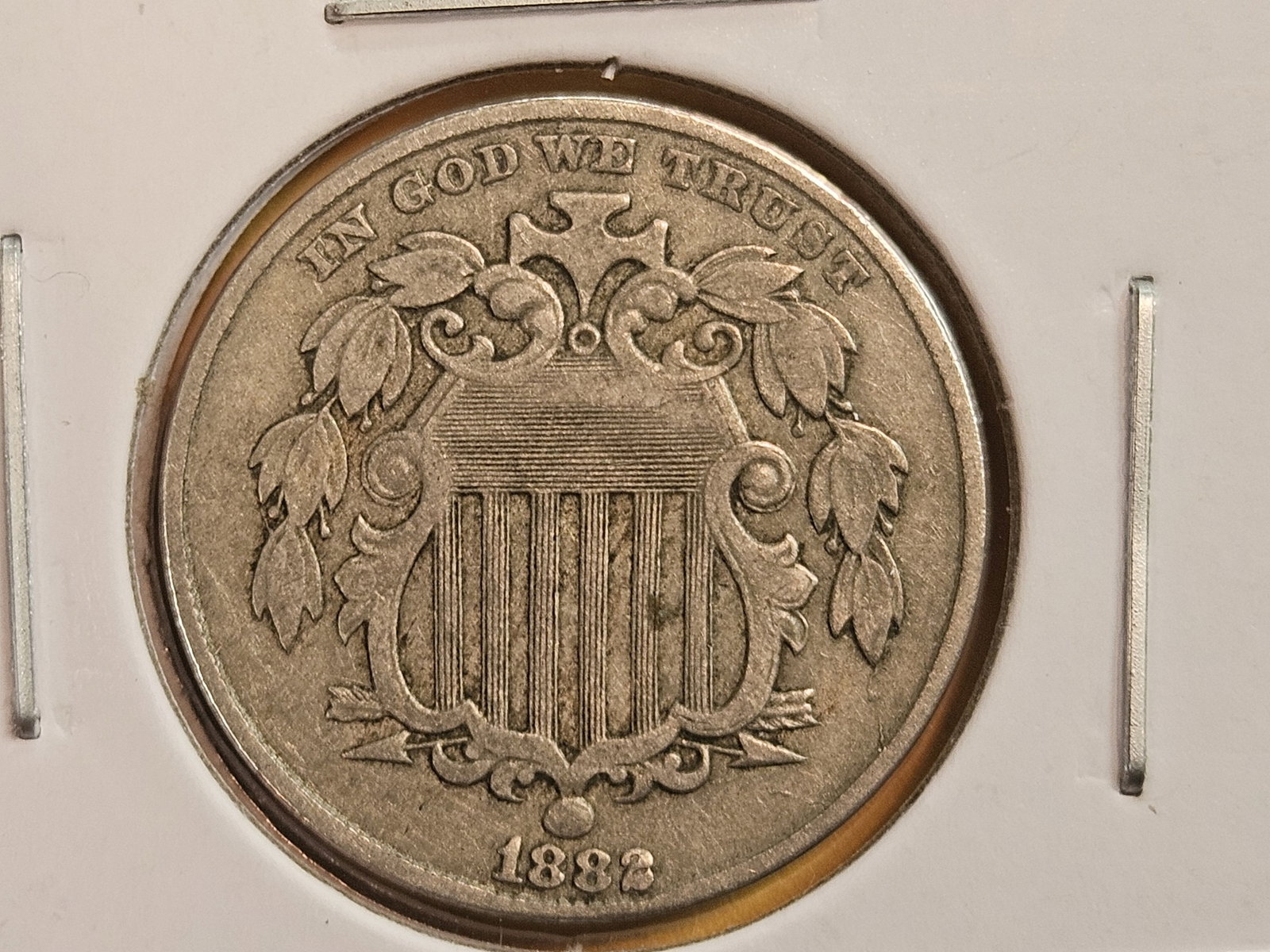 1882 Shield Nickel in Extra Fine: Solid