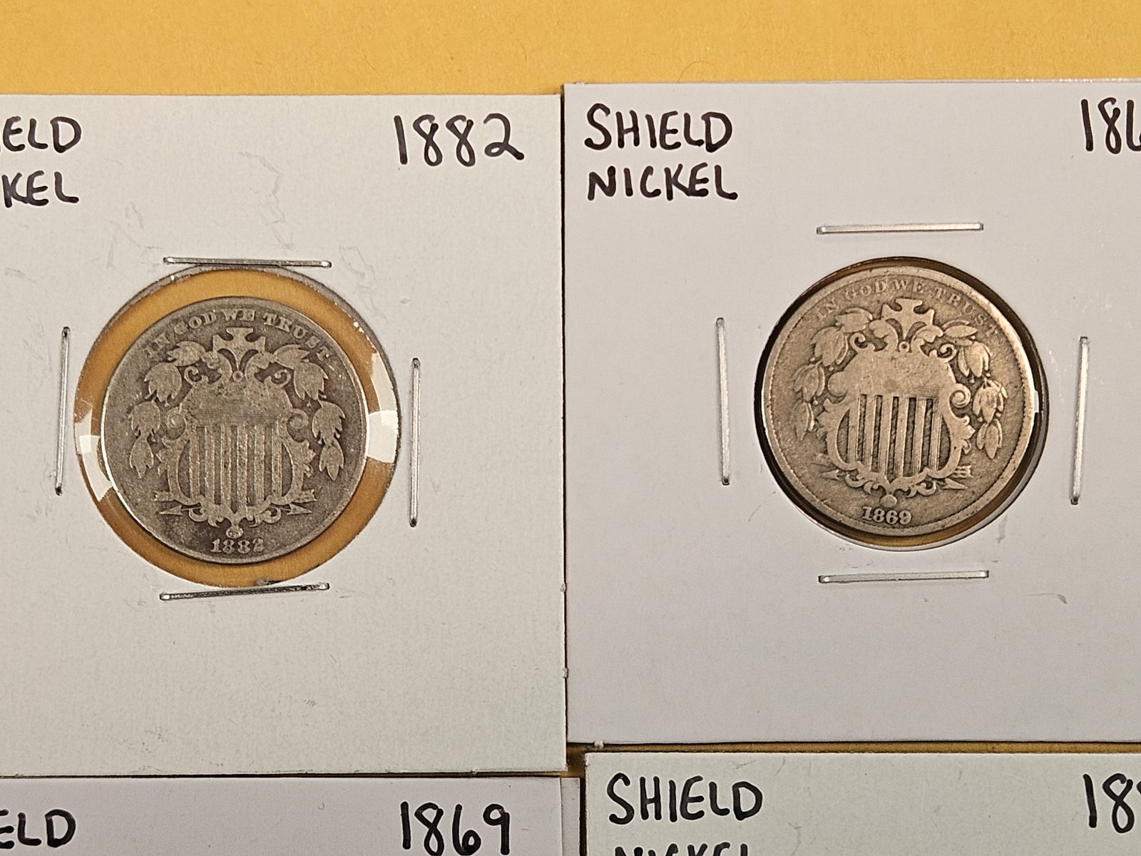 Five mixed Shield Nickels - 2